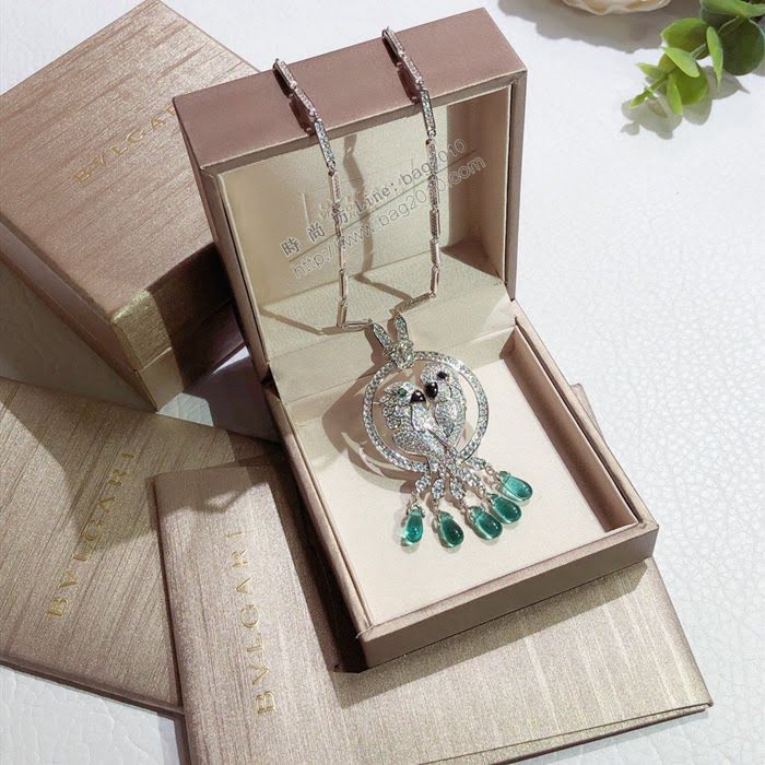 Bvlgari飾品 寶格麗彩鑽流蘇鸚鵡項鏈 鑲鑽奢華項鏈  zgbq3144